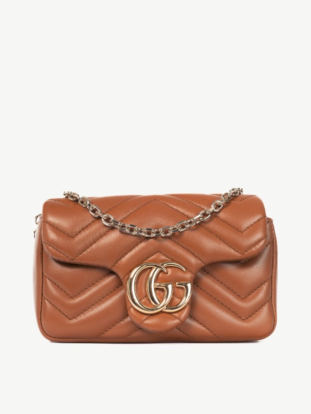 Gucci GG Marmont Brown Matelassé Chevron Mini Shoulder Bag